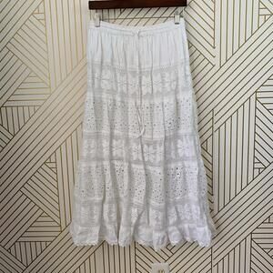 ANJLI 100% Cotton eyelet skirt maxi skirt Fair isle striped Bohemian Boho Floral